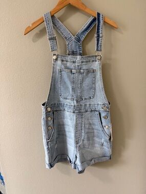 Light Wash Denim Short Overalls